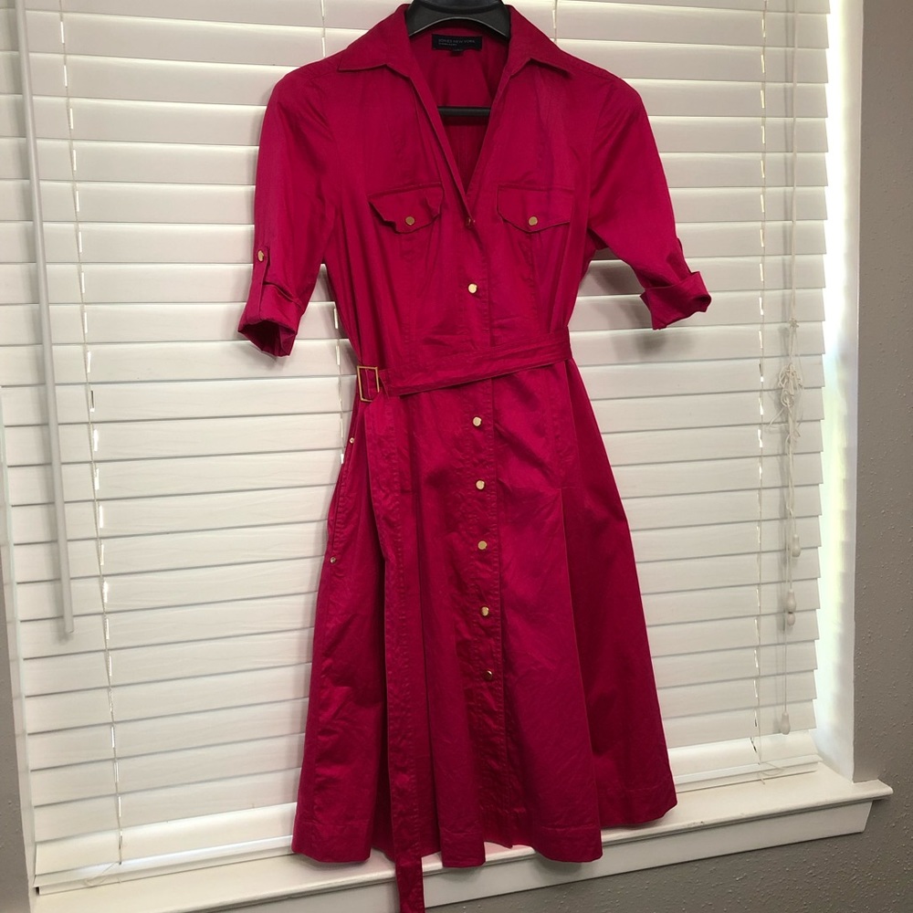 Jones New York pink snap down shirt dress
